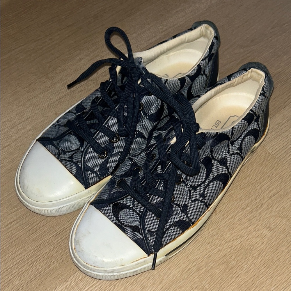 COACH blue denim low top sneakers
